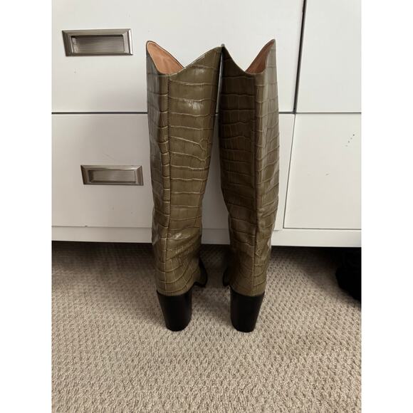Schutz Leather Analeah croc embossed olive boots 9.5 - Picture 4 of 7